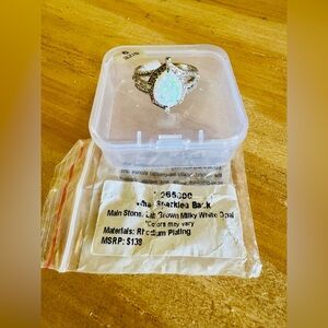 Bomb Party Oct RG65600 Ring Lab Opal on Rhodium Plating size 9.